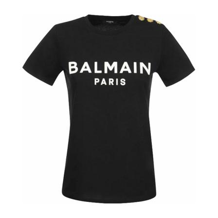Balmain, T-Shirts Zwart, Dames, Maat:L
