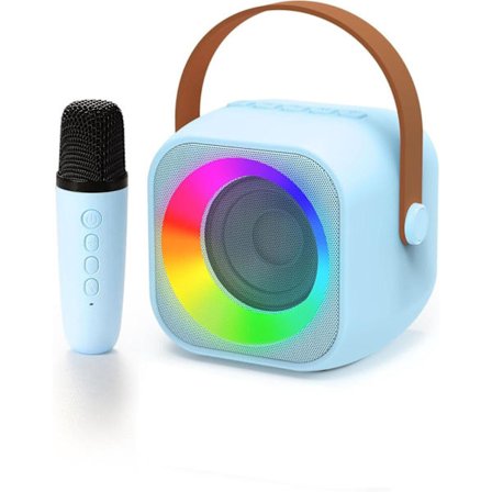 Karaokemaskin, Portabel Bluetooth-högtalare med LED-ljus, Trådlös Mini Karaokemaskin Leksaksgåva till Barn och Vuxna_TF_TF