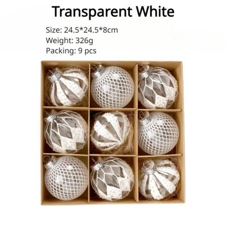 Jul Ball Dekorationer Transparent Målat PET Jul Ball Set Ornament