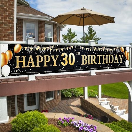 Stor storlek Födelsedagsbanner 210x50cm Födelsedagsfestdekoration 30 40 50 60 70 80 år Födelsedag Bakgrund