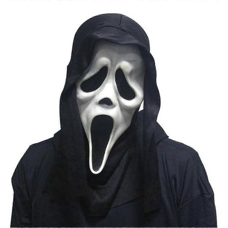 Scream Maske med Svart Hette Spøkelsesansikt Halloween Maskerade Tilbehør