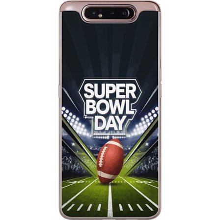 Yhteensopiva Puhelinkuori Samsung Galaxy A80 Super Bowl Day juliste, jossa amerikkalainen jalkapallo valaistuksella varustetulla areenalla dramaattise