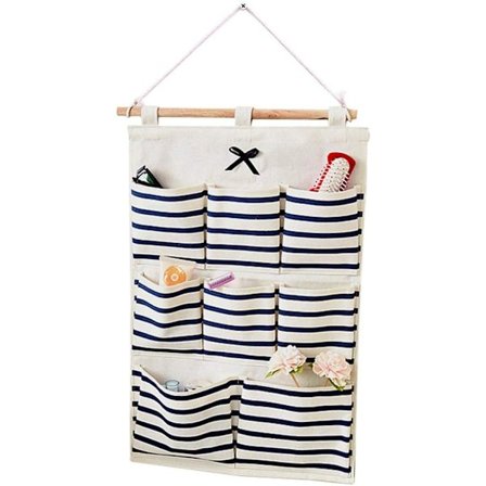 Vegghengt oppbevaringspose med 8 lommer Bomulls lin Over dør Hengende Organizer Vanntett Sammenleggbart dørskap for hjemmekontor Sch