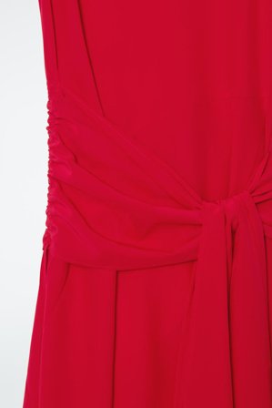 COS Women's Abito Asimmetrico In Seta Con Fusciacca In Vita in Rosso