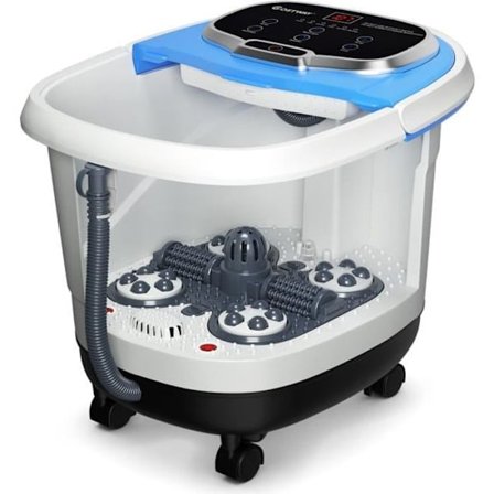COSTWAY Thalasso fodbad Brusefunktion og rødt lys 6 massageruller Justerbar temperatur og timer 500W Blå