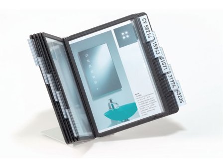 Durable Visningspanelsystem skrivbord, 10 fack, A5, svart - Lyreco - Kontorsmaterial - Till skrivbordet - Bordsställ och panelsystem