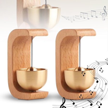 Pakke Dopamin Træ Magnetisk Dørklokke Selvklæbende Dørklokke med Messingklokke til Dør Kontor Butik Cafe