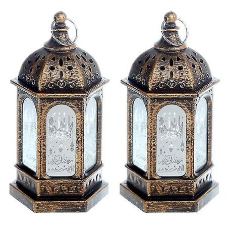 2 stk arabiske Ramadan-lykter marokkanske lampedekorer Eid Al-fitr vindlyktdekorasjoner