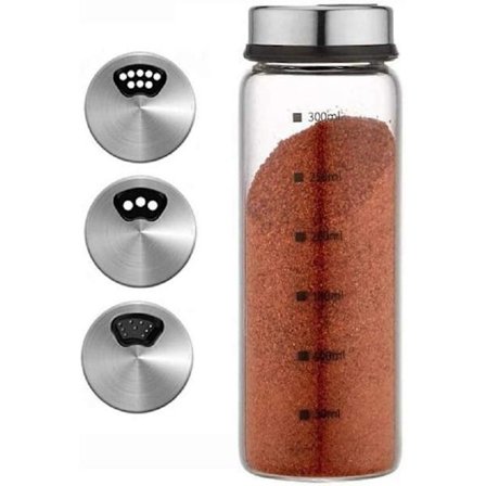 Hushållskryddburk kryddflaska kryddbox salt sockerburk pepparkruka fast kryddbehållare stora och små hål alternativ 300 ml