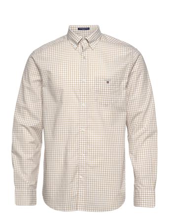 Reg Broadcloth Gingham Bd Skjorte Casual Beige GANT