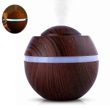 Dhrs Feiliandajj 500ml Mini Luftfuktare Ultraljuds Diffuser Trästruktur Aromaterapi Le Humidifier Doftlampa Led med 7 Färger Free-spa