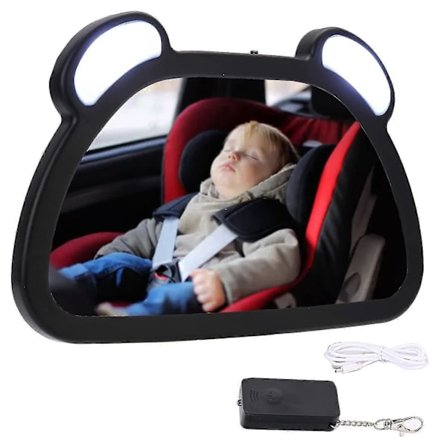 Babyspegel för bil, Baksätesspegel för bil, Splittersäker babyspegel för bil med LED-ljus