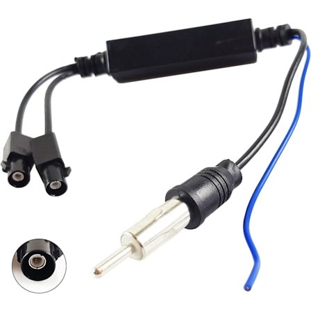 Bilradioantennkabel Dubbel Fakra Hane till DIN ISO-kontakt med 12V Aktiv Förstärkare Boosterkabel