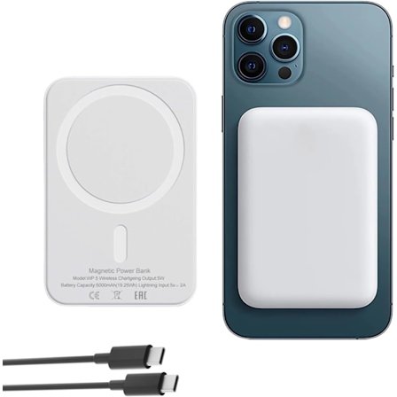 Magnetisk Powerbank 5000 mAh, Bærbar Magnetisk Powerbank, Trådløst Batteri, Magnetisk Powerbank, Hurtig Opladning Kompatibel