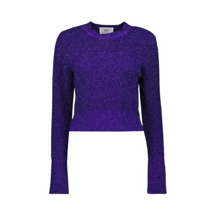 Ami Paris Round-neck Strik Lilla, Dame Striktrøjer