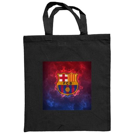 Stofpose FC Barcelonas klubemblem i brand og røg, dramatisk fodboldillustration for fans, sportsplakat og mobilcover