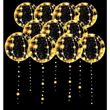 LED-ballonger 10-pack, Ljusa ballonger 20 tum Transparent Helium B