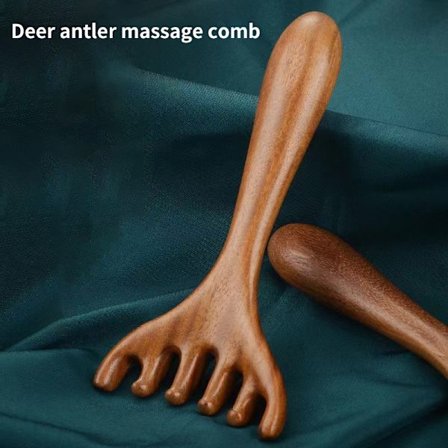 Naturlig træ bred tand lang håndtag kam meridian massage myre