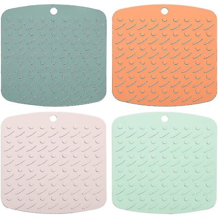 Silikon Gryteklut - Sklisikker Varmebestandig Silikon Gryteklut, Skjeholder, Ovnvotter, Plassmatter, Grytekluter, Osv (4-pakning)