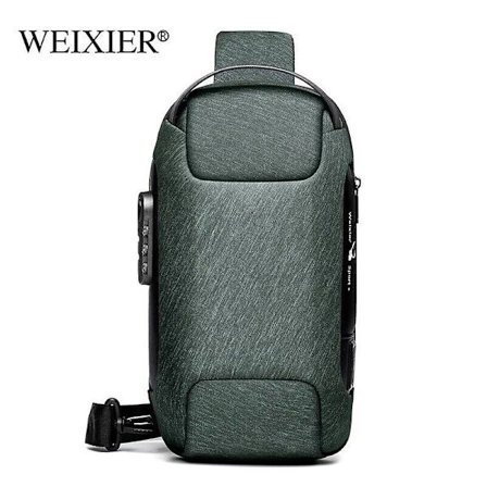 Herre Crossbody Bryst Sling Bag Vandtæt Anti-tyveri Rygsæk Usb Opladningsport