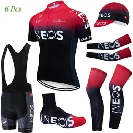 Ensemble Cykling - Kortærmet Trøje + Bibshorts + Kasket - Åndbar - Rød