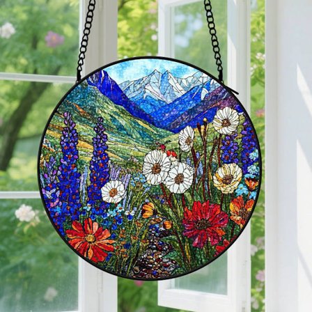 Sneklædt bjerg & bæk Vinduesophæng - Bryllupsdato Ornament til kone og mand, til housewarming bryllupsgave til ham hende