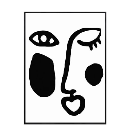 Kasvoviivapiirros canvas – 53x73 cm, mustavalkoinen