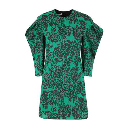 Philosophy di Lorenzo Serafini, 3/4 Sleeves Crew Neck Long Dress With Printed Popeline Seersucker Zielony, Kobieta, Rozmiar: S
