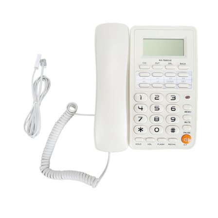 Stationär telefon Hotell Fast telefon Stor oval knapp Hem sladdtelefon HD Samtalsdisplay skärm Trådbunden telefon för Storbritannien Vit