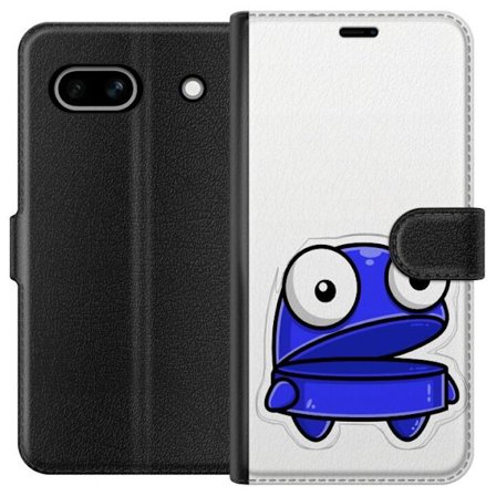 Kompatibel Tegnebogsetui til Google Google Pixel 7a Blå tegneseriefigur med åbent udtryk og store øjne i sjov illustration