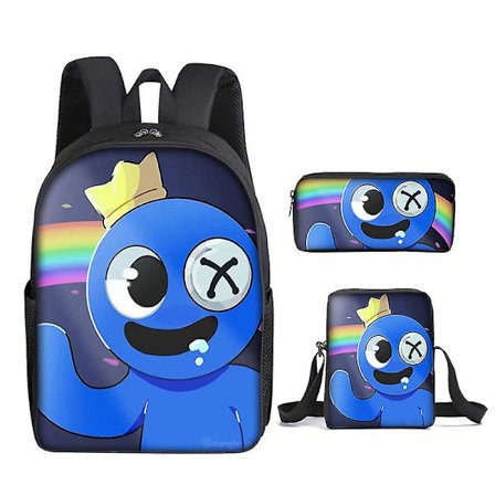 Nymodig Rainbow Friends skolväska eller portfölj eller pennfodral eller tredelad tecknad ryggsäck för lågstadieelever(3pcs)