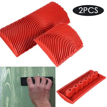 2-pack imitationsvedträ-målarvalsborste konst väggmålning verktyg trä DIY träkornmålning verktyg hushållsväggkonst måla väggdekoration