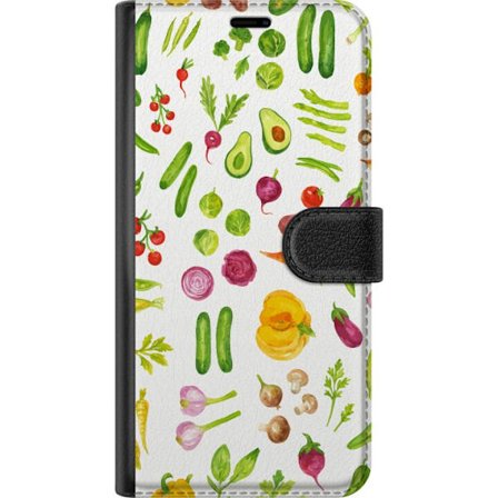 Kompatibelt Lommeboketui til Motorola Moto E14 Grønnsaks mønster grønnsaker avocado agurk tomat brokkoli gulrot kjøkken plakat sunn mat design utskrif