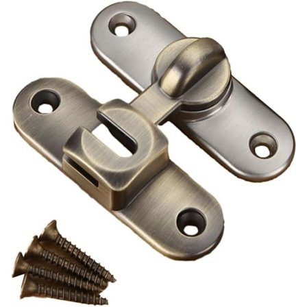 1 stk 90 graders rett vinkel skyvedørslås uten boring for skyvedør til låve (Bronse)