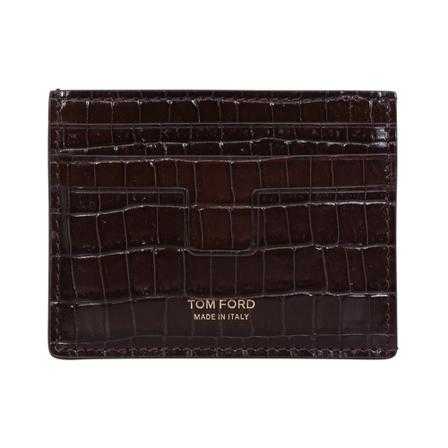 Tom Ford, T line central card holder Brązowy, Mężczyzna, Rozmiar: ONE Size