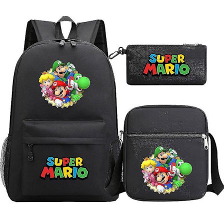 Super Mario Ryggsäck För Tonåringar Flickor Pojkar | Kawaii Vattentäta Skolväskor i Canvas | 3st Laptop Mochilas Ryggsäckar