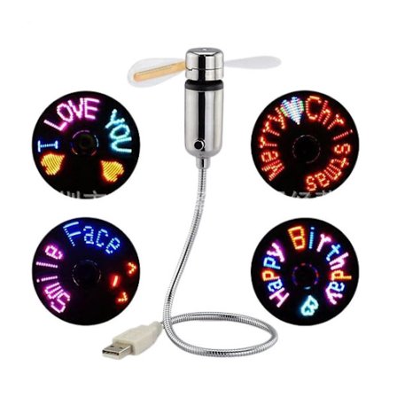 LED USB-vifte, ny kreativ programmerbar USB-drevet bærbar vifte, mini svanehals DIY-meldingvifte for bærbar PC og datamaskin - fargerike lys