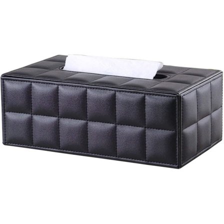 Rektangulær serviettboks i skinn (stor, svart)