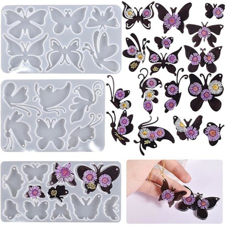 Nyckelringsform i Resin, Örhängeform i Resin, Smycken i Resin, Gjutformar i Resin, Handgjorda Silikonformar för Resin, Ljustillverkning, 