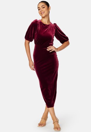 Happy Holly Irse Velvet Midi Dress Bordeaux Klær