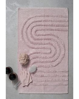 Mjuk skön badrumsmatta med tuftat bågmönster Rosa - 50x80 cm - Linea