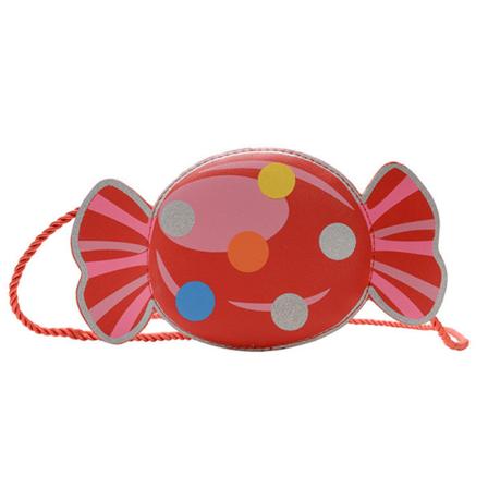 Söt liten flicka axelväska för barn Mini handväska myntväska PU läder Cartoon Cross red candy