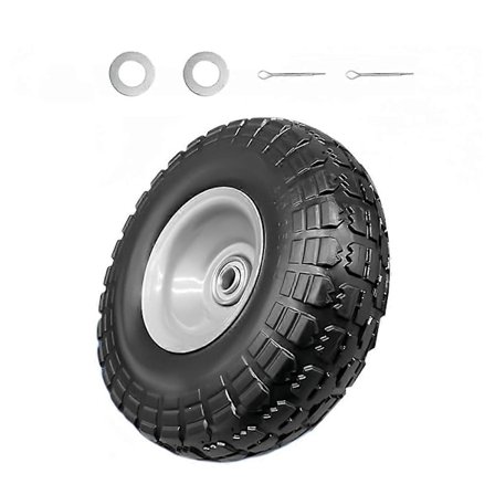 10 tommer 4.10/3.50-4 Dekk og Hjul Punkteringsfritt, Kraftig Solid Erstatningsdekk for Trillebårer Håndtrucker