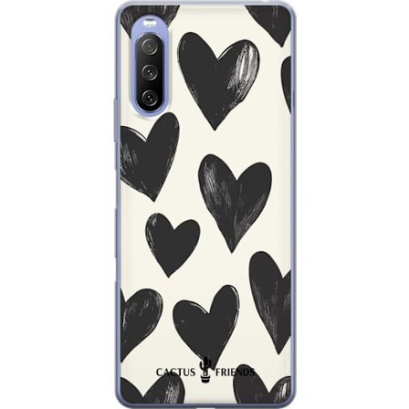 Yhteensopiva Puhelinkuori Sony Sony Xperia 10 III Cactus and Friends - Bold Black Love Pattern