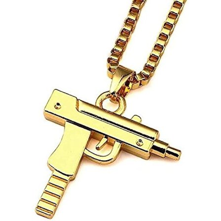 Fashion Dam- och Herr Zinc Alloy Hip-hop Kulspruta Halsband Hand Gun Pistolhänge