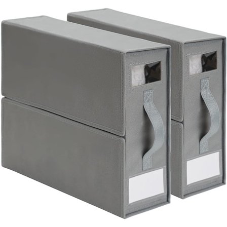 Förvaringslåda för lakan, 2-pack sängklädesförvaringslåda med etikett och fönster, förvaring av lakan och sängkläder, (Grå)