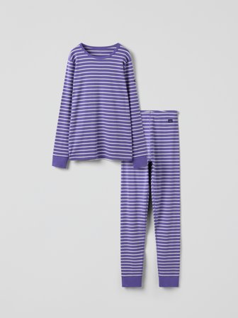 Polarn O. Pyret - Stripey set with top and pants for adult - XS - Childrenswear - purple