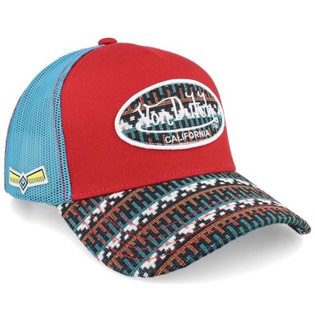 Von Dutch - Röd trucker Keps - Oval Patch Blue/Red/Multicolor A-Frame Trucker @ Hatstore