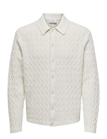 Onsleonard Life Reg 7 Cable Shirt Knit White ONLY & SONS