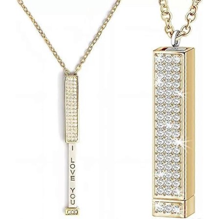 Jeg elsker deg - Halskjede med skjult melding, Halskjede med skyver og skjult hemmelig melding_Super gave